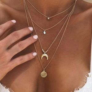 BOGO Gold Choker Necklace Layered Adjustable Moon